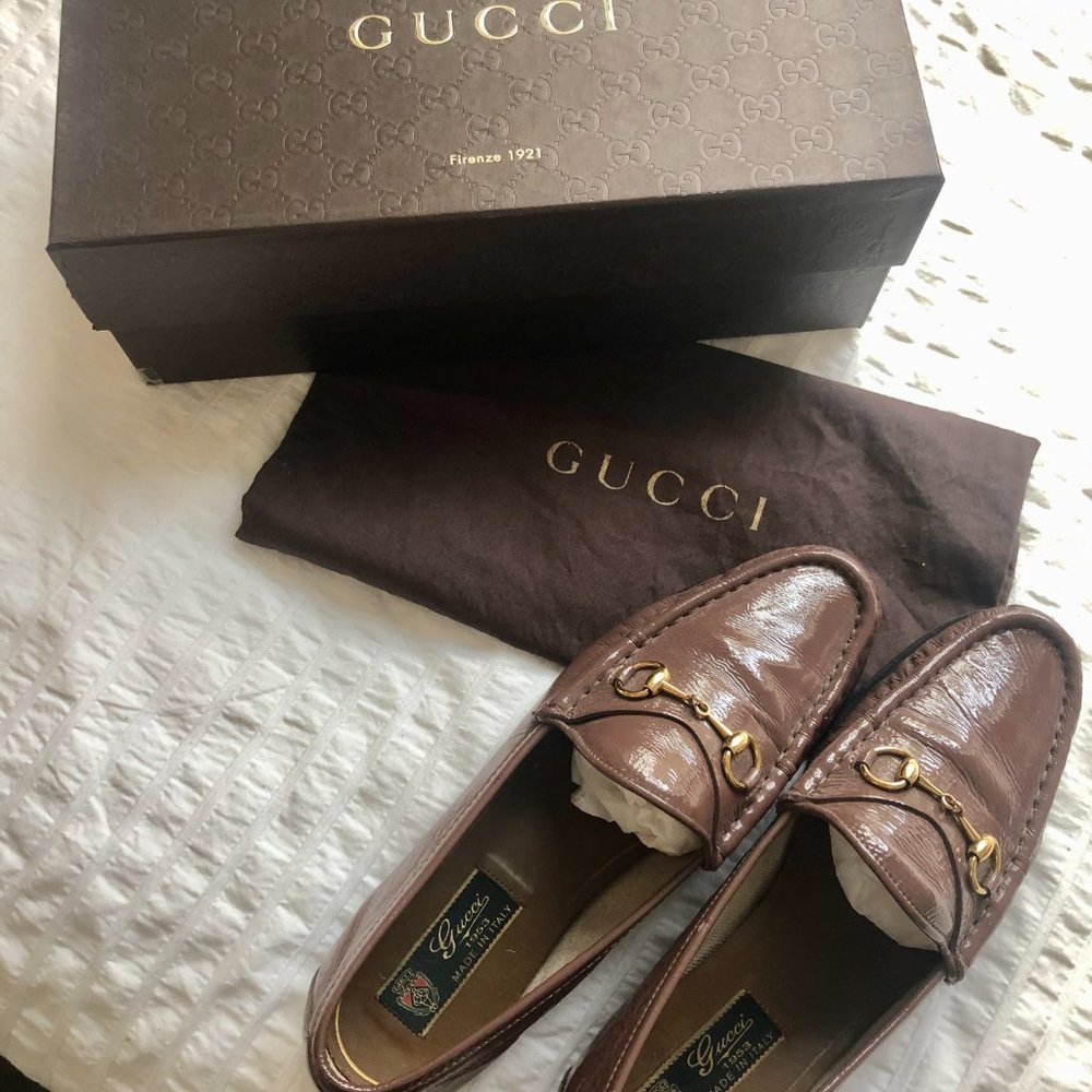 GUCCI Patent Leather Horsebit Loafer, 38.5